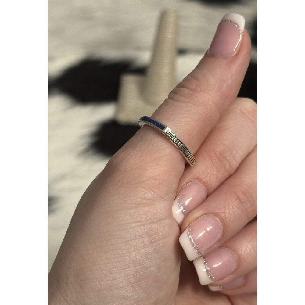 AVA Yetter Sterling Silver Crushed Blue Lapis Inlay Stackable Square Ring 7.5